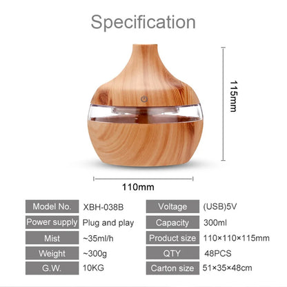 Restora Mist - Ultrasonic Wood Grain Essential Oil Diffuser